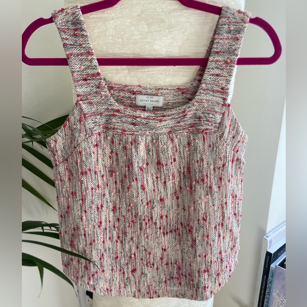 NWOT - Lucky Brand Pink & White Knit Vest top